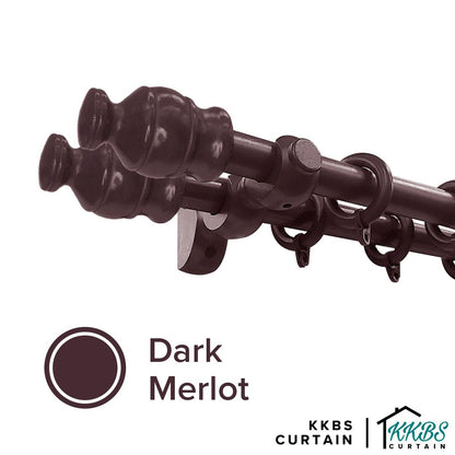 Cassedy Wooden Curtain Rod Double Complete Set