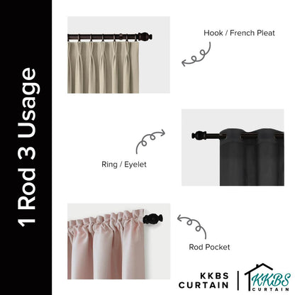 Cassedy Wooden Curtain Rod Single Complete Set