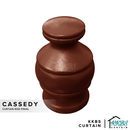 Cassedy Wooden Curtain Rod End Cap Natural Mahogany Colour