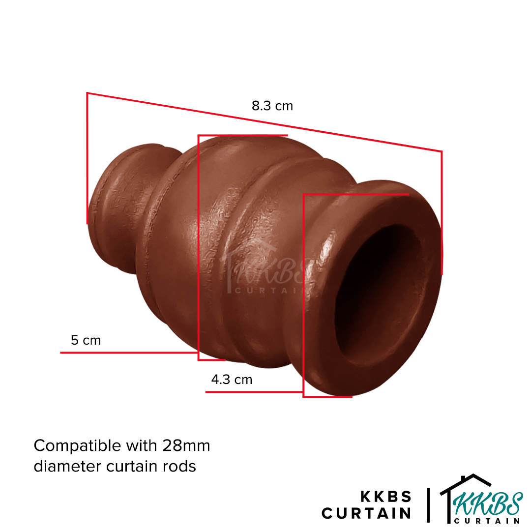 Cassedy Wooden Curtain Rod End Cap Natural Mahogany Colour