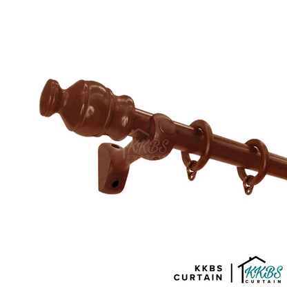 Cassedy Wooden Curtain Rod End Cap Natural Mahogany Colour