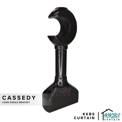 Cassedy Wooden Curtain Rod Long Single Bracket Ebony Black Colour