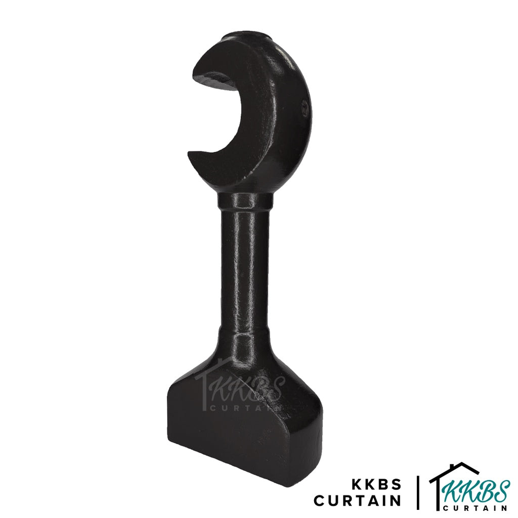 Cassedy Wooden Curtain Rod Long Single Bracket Ebony Black Colour