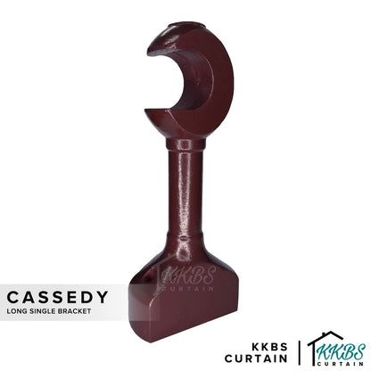 Cassedy Wooden Curtain Rod Long Single Bracket Dark Merlot Colour