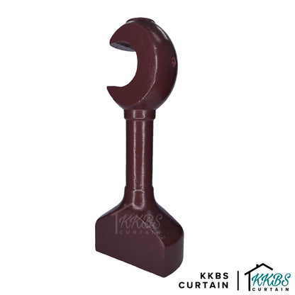 Cassedy Wooden Curtain Rod Long Single Bracket Dark Merlot Colour