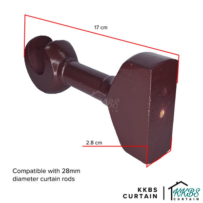 Cassedy Wooden Curtain Rod Long Single Bracket Dark Merlot Colour