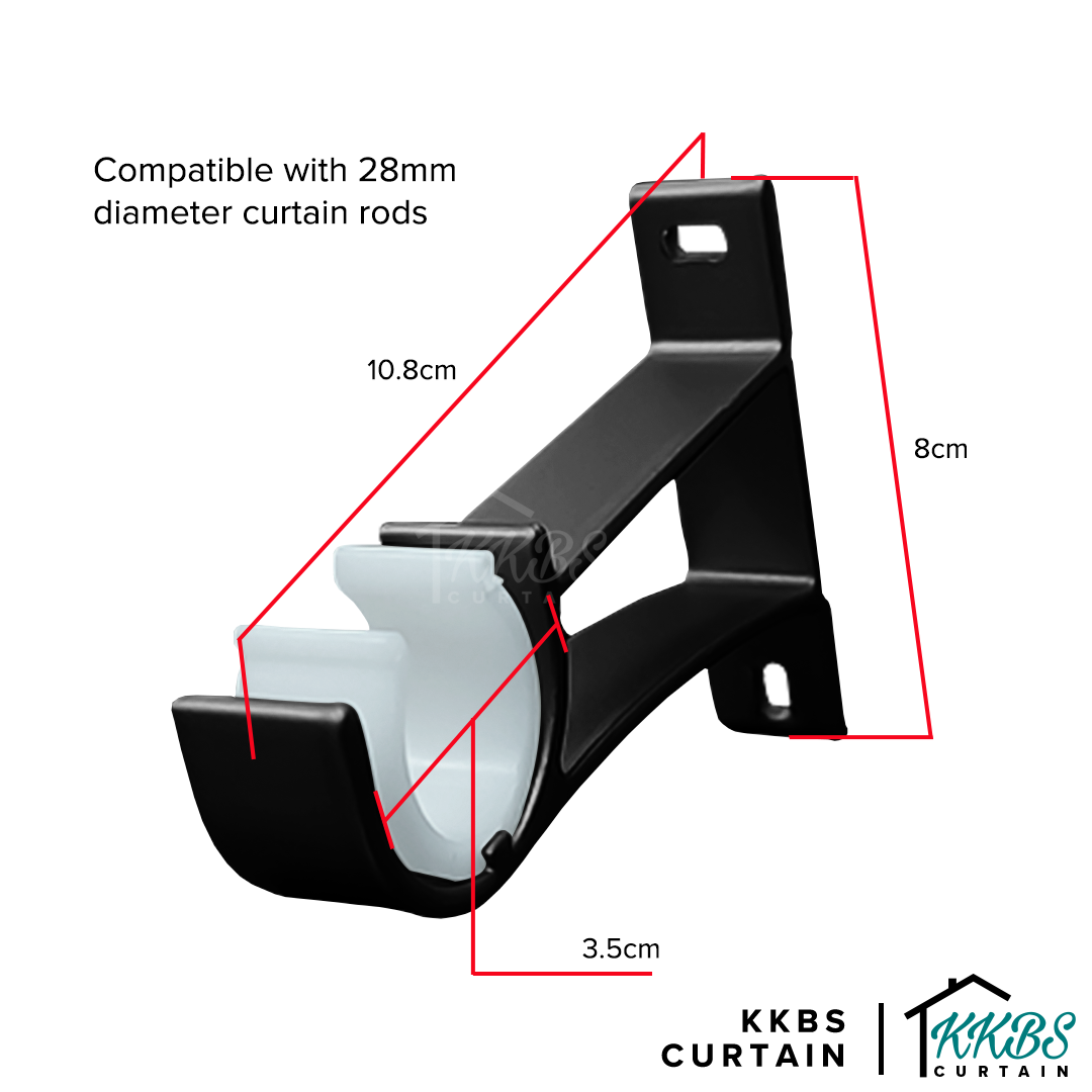 Morandy Curtain Rod Single Bracket Obsidian Black Colour
