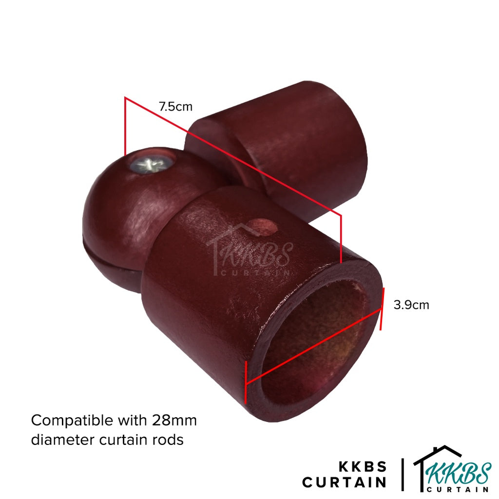 Cassedy Wooden Curtain Rod L-Shape Connector Dark Merlot Colour