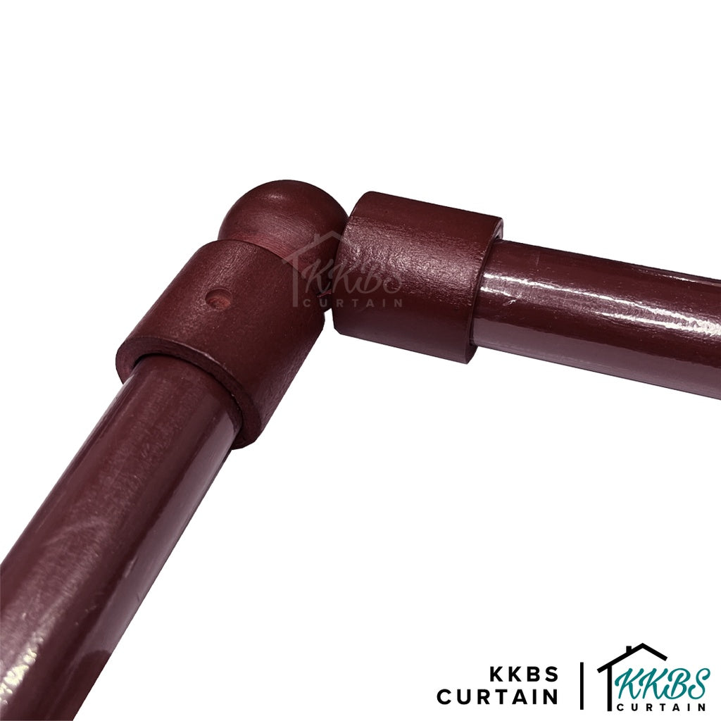 Cassedy Wooden Curtain Rod L-Shape Connector Dark Merlot Colour