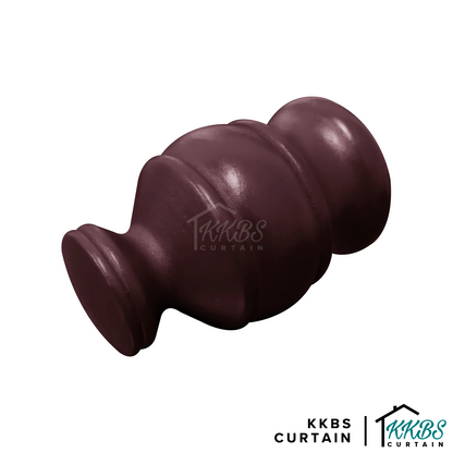Cassedy Wooden Curtain Rod End Cap Dark Merlot Colour