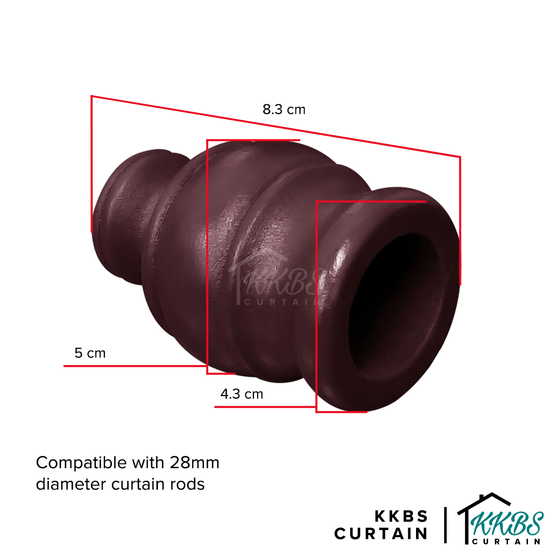 Cassedy Wooden Curtain Rod End Cap Dark Merlot Colour