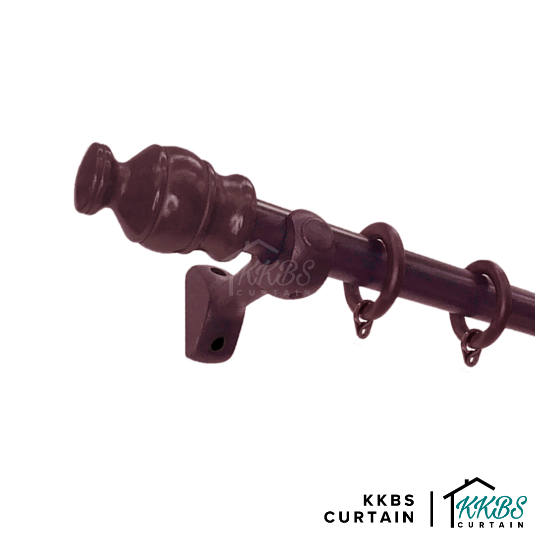 Cassedy Wooden Curtain Rod End Cap Dark Merlot Colour