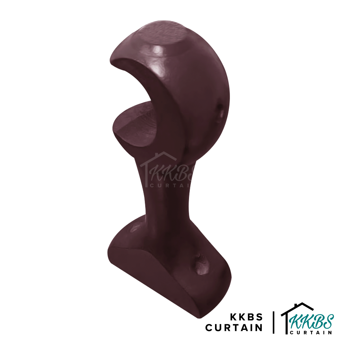 Cassedy Wooden Curtain Rod Single Bracket Dark Merlot Colour