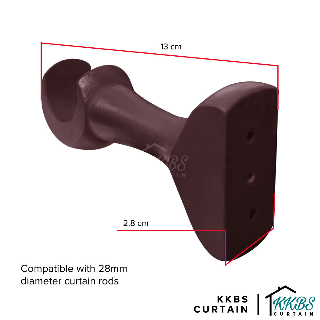 Cassedy Wooden Curtain Rod Single Bracket Dark Merlot Colour