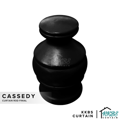 Cassedy Wooden Curtain Rod End Cap Ebony Black Colour