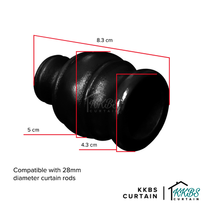 Cassedy Wooden Curtain Rod End Cap Ebony Black Colour