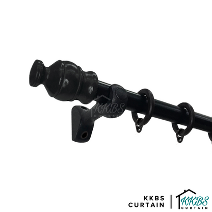 Cassedy Wooden Curtain Rod End Cap Ebony Black Colour