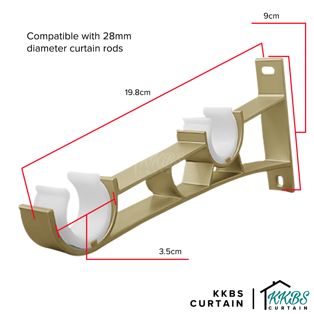 Morandy Curtain Rod Double Bracket Matte Light Gold Colour