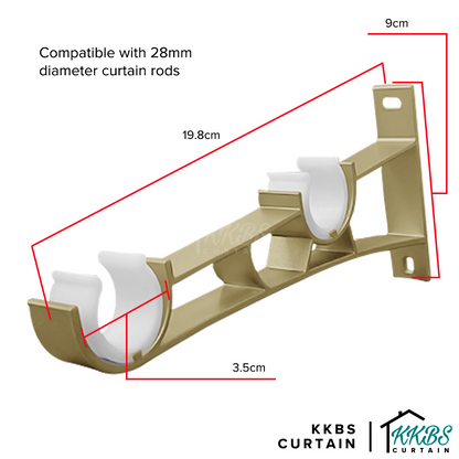 Morandy Curtain Rod Double Bracket Matte Light Gold Colour