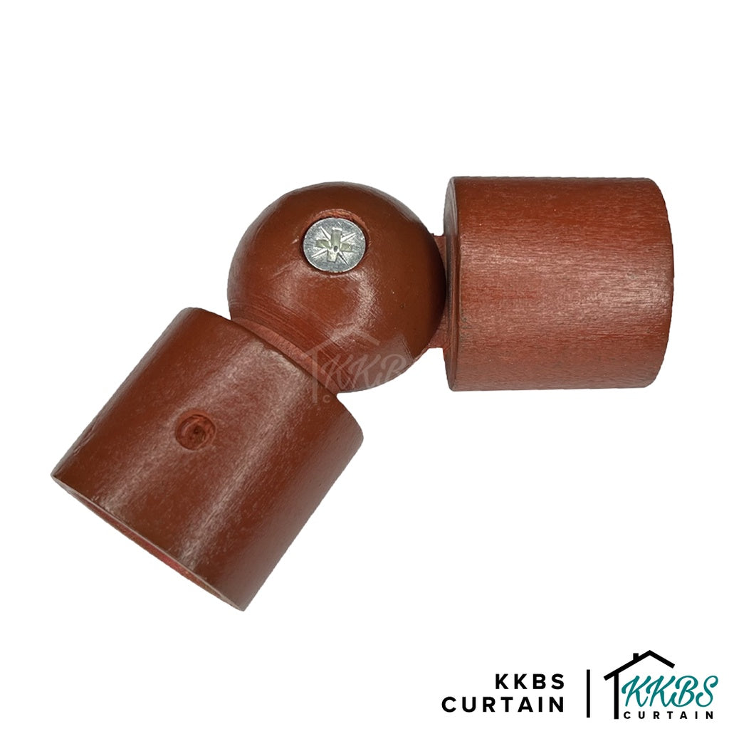 Cassedy Wooden Curtain Rod L-Shape Connector Natural Mahogany Colour