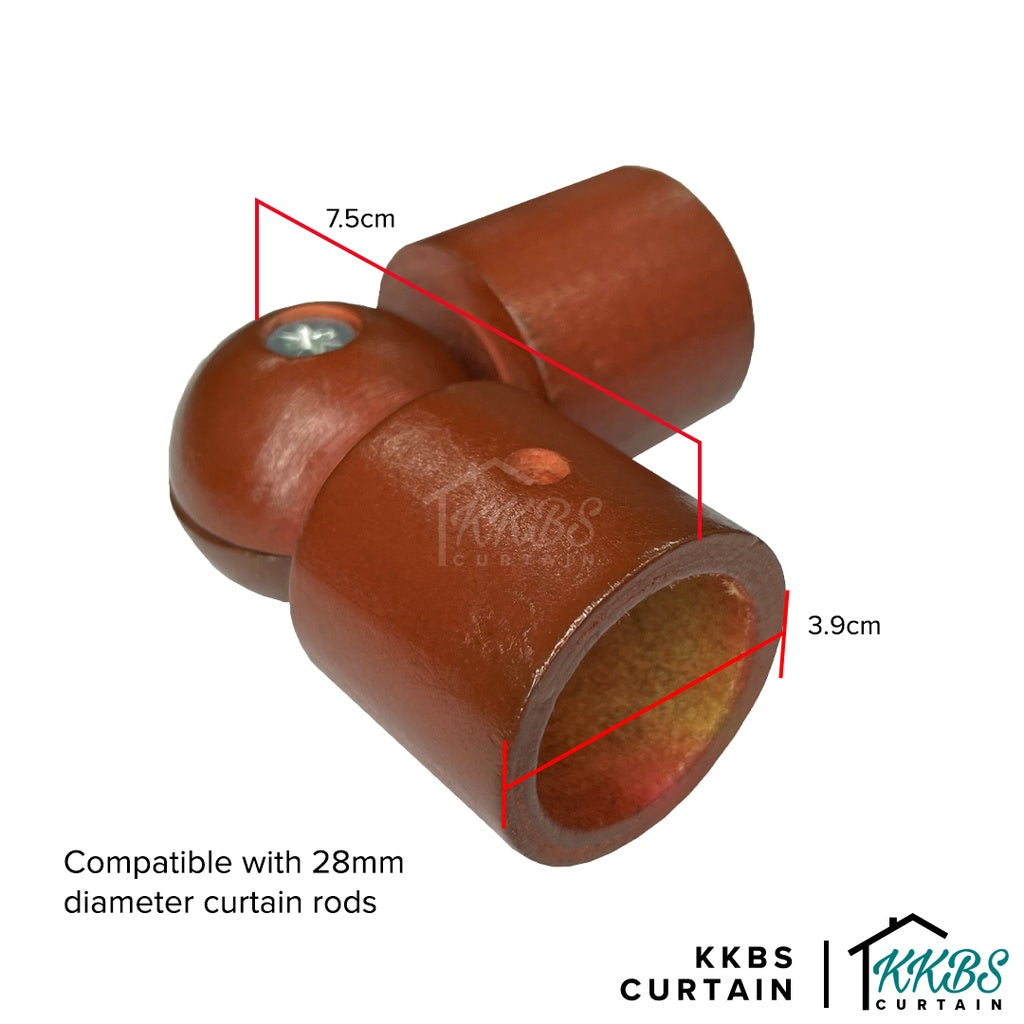 Cassedy Wooden Curtain Rod L-Shape Connector Natural Mahogany Colour