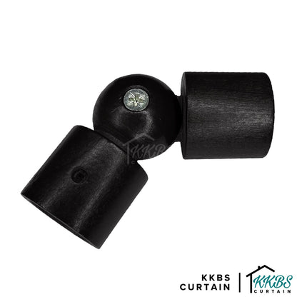 Cassedy Wooden Curtain Rod L-Shape Connector Ebony Black Colour