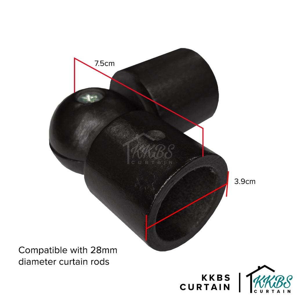 Cassedy Wooden Curtain Rod L-Shape Connector Ebony Black Colour