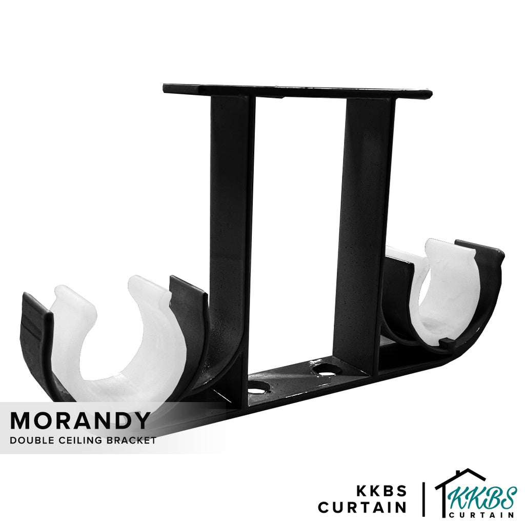 Morandy Curtain Rod Double Ceiling Bracket Obsidian Black